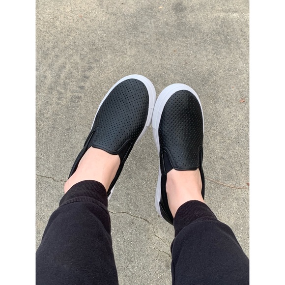 Soda Shoes - Soda Tracer Perforated Slip On Sneakers Flats